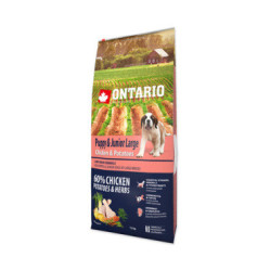 ONTARIO PUPPY & JUNIOR LARGE CHICKEN 12KG.