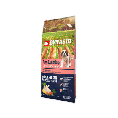 ONTARIO PUPPY & JUNIOR LARGE CHICKEN 12KG.