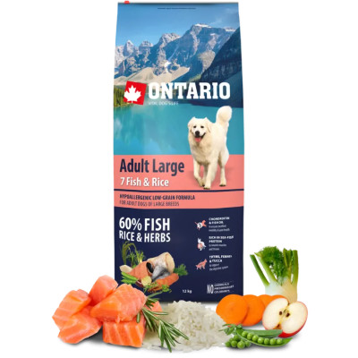 ONTARIO ADULT LARGE FISH & RICE 12KG