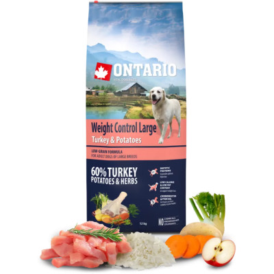 ONTARIO ADULT LARGE WEIGHT CONTROL TURKEY 12KG.