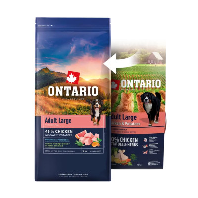 ONTARIO ADULT LARGE CHICKEN HERBS 12KG.