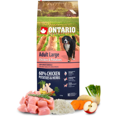 ONTARIO ADULT LARGE CHICKEN HERBS 12KG.