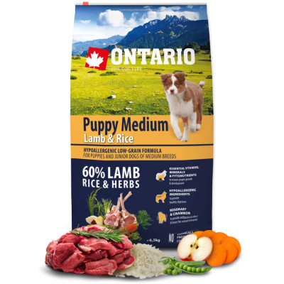 ONTARIO PUPPY MEDIUM LAMB & RICE 6.5KG