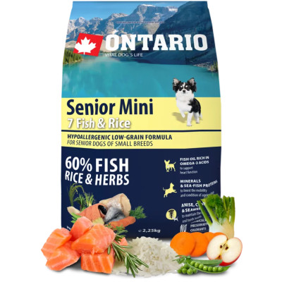 ONTARIO SENIOR MINI FISH & RICE 2.25KG.