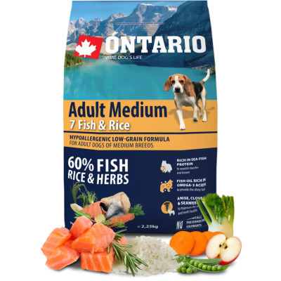 ONTARIO ADULT MEDIUM FISH & RICE 2.25KG.