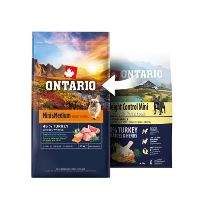 ONTARIO ADULT MINI WEIGHT CONTROL TURKEY 2.25KG.
