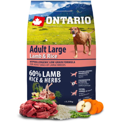 ONTARIO ADULT LARGE LAMB & RICE 2.25KG.
