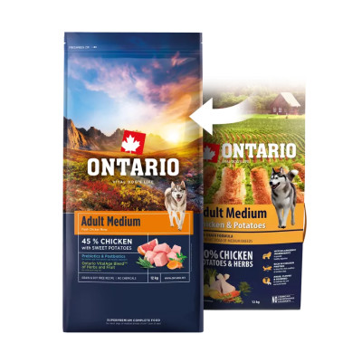 ONTARIO ADULT MEDIUM CHICKEN HERBS 2.25KG.