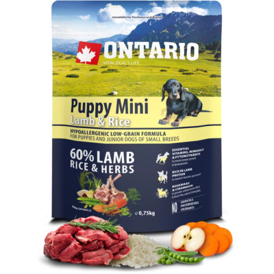 ONTARIO PUPPY MINI LAMB & RICE DLA SZCZENIĄT 750G.