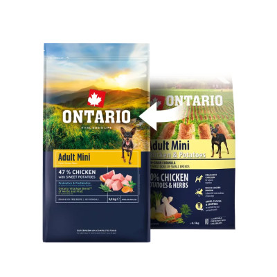 ONTARIO ADULT MINI CHICKEN HERBS 750G.