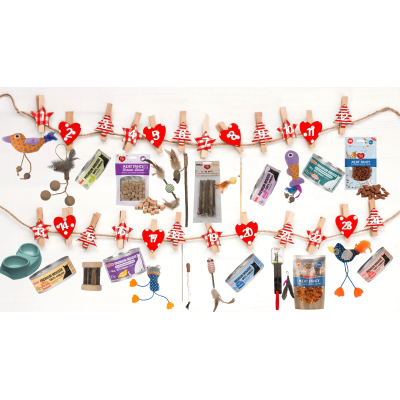 KALENDARZ ADWENTOWY DIY DLA KOTA - ŚWIĄTECZNY ZESTAW Z PRZYSMAKAMI I AKCESORIAMI 1