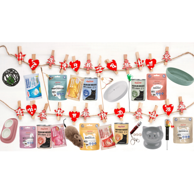 KALENDARZ ADWENTOWY DIY DLA KOTA - ŚWIĄTECZNY ZESTAW Z PRZYSMAKAMI I AKCESORIAMI 2