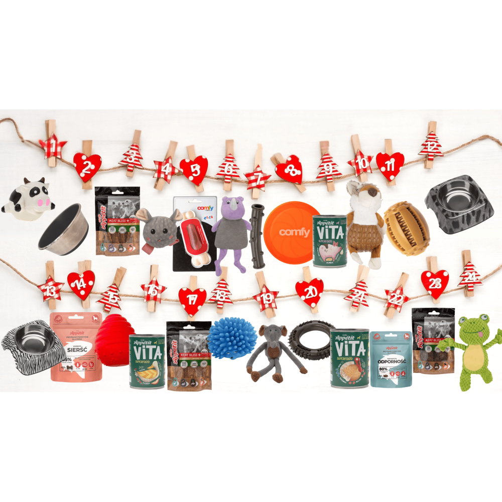 KALENDARZ ADWENTOWY DIY DLA MAŁEGO PSA - ŚWIĄTECZNY ZESTAW Z PRZYSMAKAMI I AKCESORIAMI 2