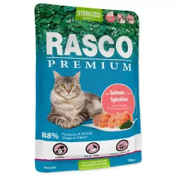 RASCO PREMIUM CAT STERILISED ŁOSOŚ I SPIRULINA W SOSIE 85G