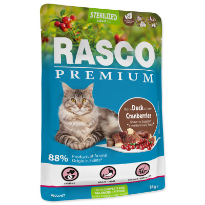 RASCO PREMIUM CAT STERILISED KACZKA Z ŻURAWINĄ W SOSIE 85G