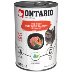 ONTARIO PATE CAT WOŁOWINA I ŁOSOŚ ZE SPIRULINĄ 400G