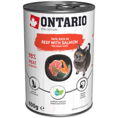 ONTARIO PATE CAT WOŁOWINA I ŁOSOŚ ZE SPIRULINĄ 400G