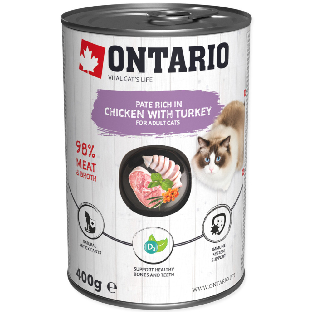 ONTARIO PATE CAT KURCZAK I INDYK Z ROKITNIKIEM 400G