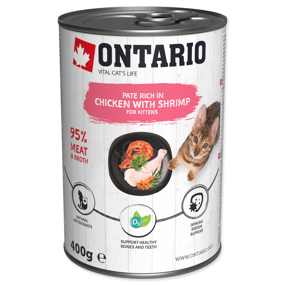 ONTARIO PATE KITTEN KURCZAK I KREWETKI Z ROKITNIKIEM 400G