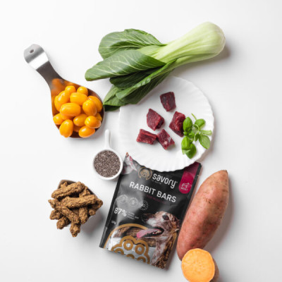 SAVORY JERKY ADULT DOG RABBIT BAR 100G