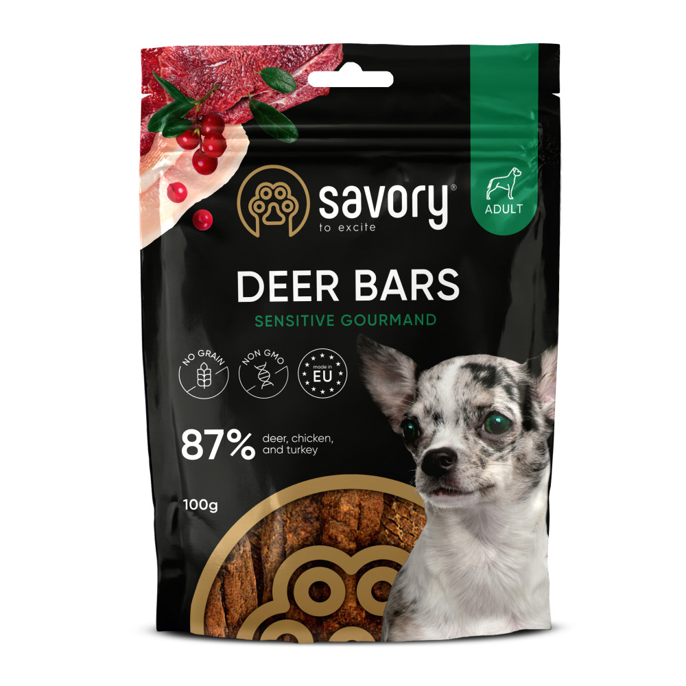 SAVORY JERKY ADULT DOG VENISON 100G
