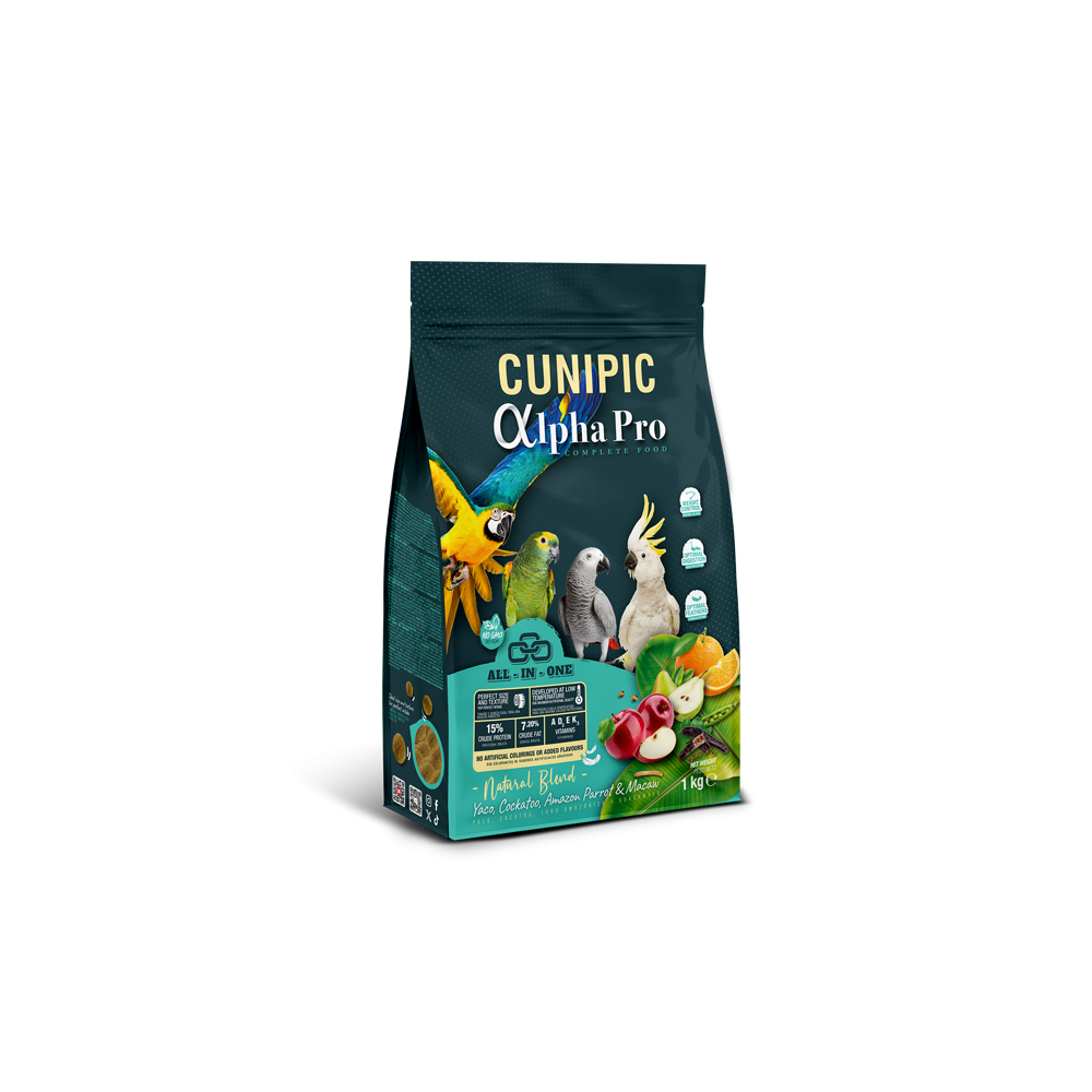 CUNIPIC ALPHA PRO PARROT NATURAL 1 KG.