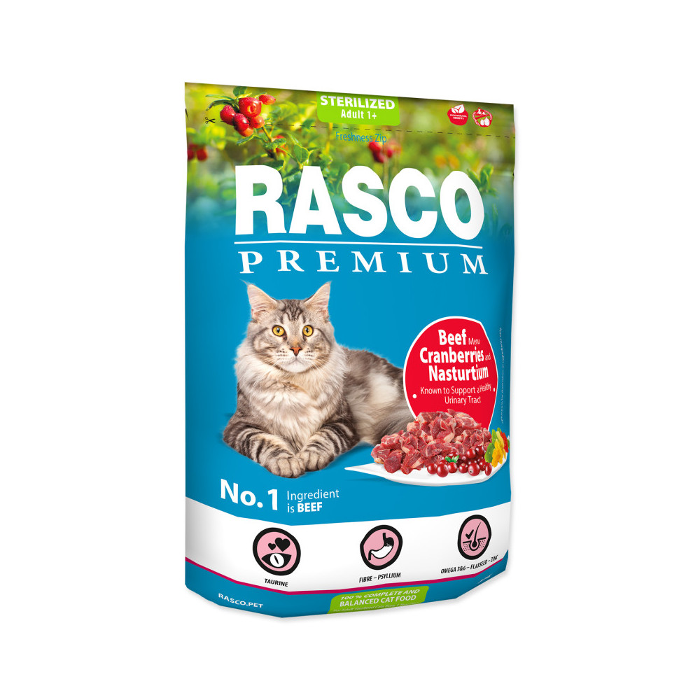 RASCO PREMIUM CAT STERILISED WOŁOWINA Z ŻURAWINĄ I NASTURCJĄ 2KG