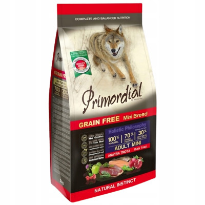 PRIMORDIAL GRAIN FREE DOG MINI ADULT TROUT&DUCK 6KG