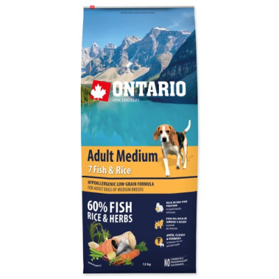 ONTARIO ADULT MEDIUM FISH&RICE 12KG