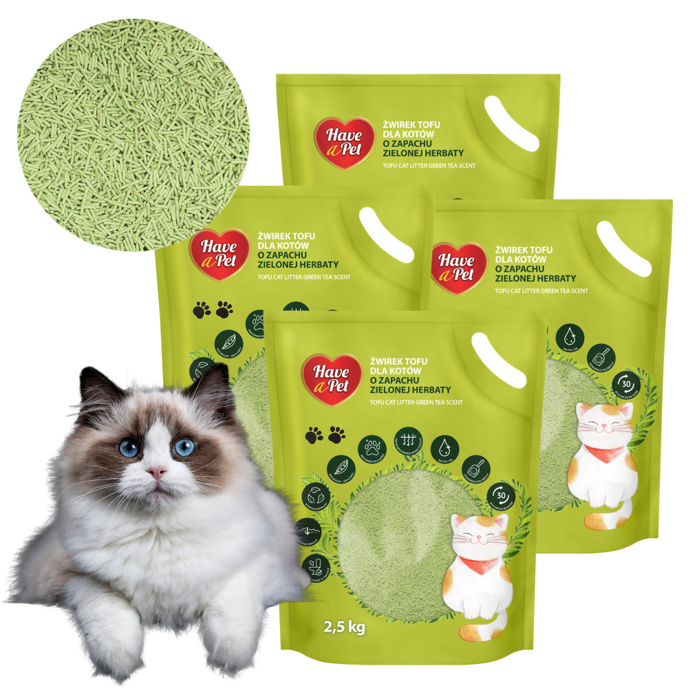 HAVE A PET ŻWIREK TOFU ZIELONA HERBATA 4x2,5 KG