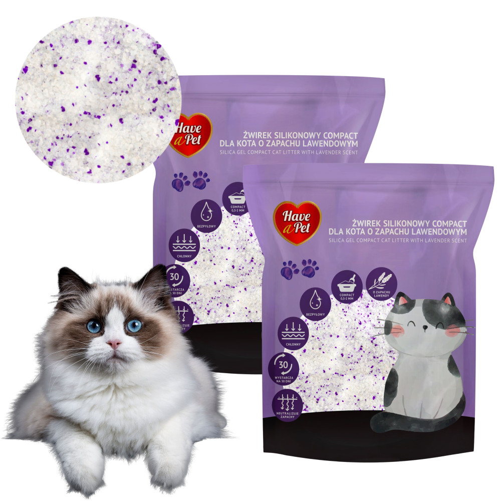 HAVE A PET ŻWIREK SILIKON LAWENDA COMPACT 2x3,8L