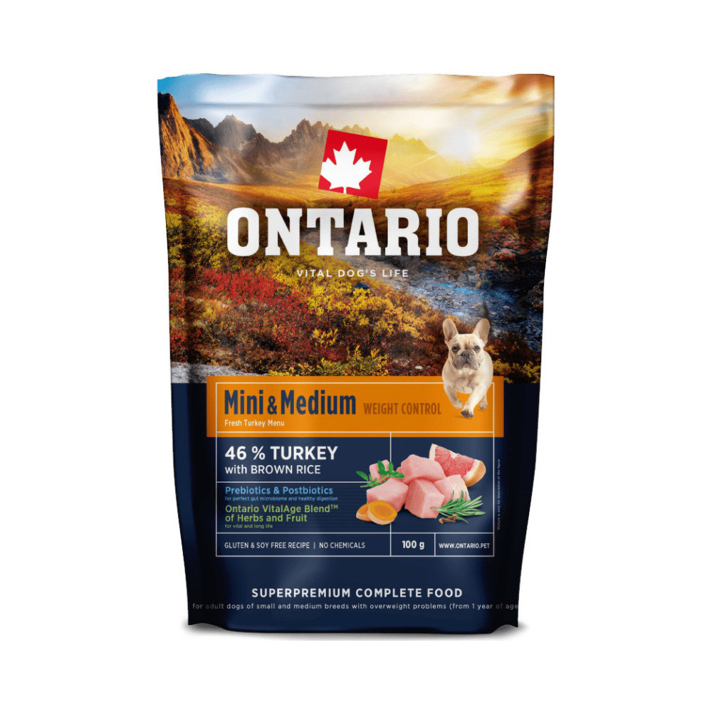 ONTARIO MINI & MEDIUM WEIGHT CONTROL TURKEY 100G