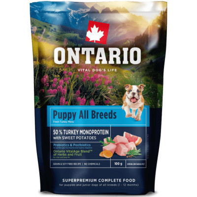 ONTARIO PUPPY & JUNIOR ALL BREEDS MONOPROTEIN TURKEY 100G