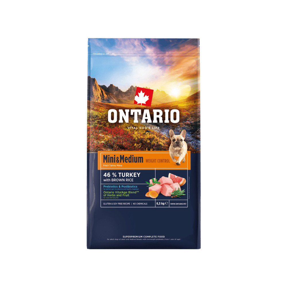 ONTARIO MINI & MEDIUM WEIGHT CONTROL INDYK 6,5 KG