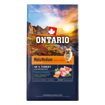 ONTARIO MINI & MEDIUM WEIGHT CONTROL INDYK 6,5 KG