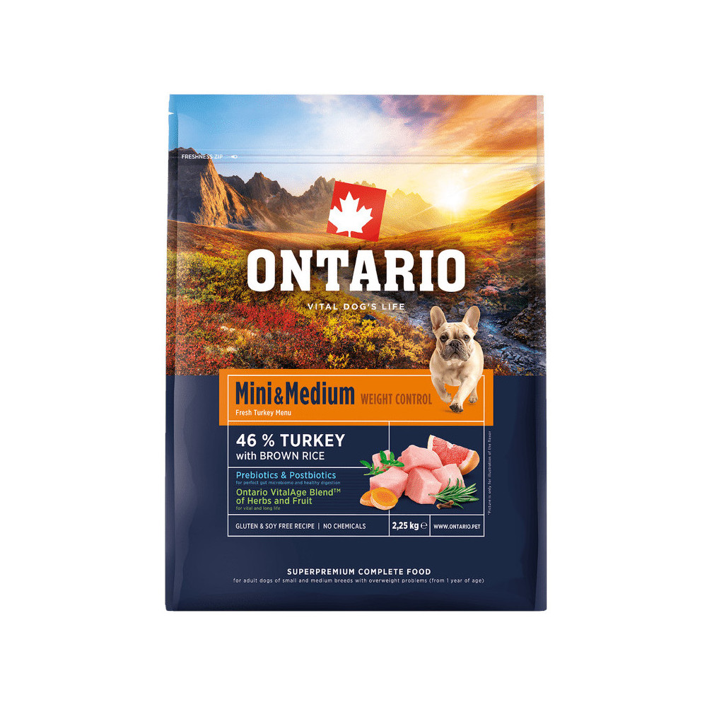 ONTARIO MINI & MEDIUM WEIGHT CONTROL INDYK 2,25 KG