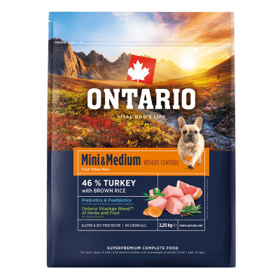 ONTARIO MINI & MEDIUM WEIGHT CONTROL INDYK 2,25 KG