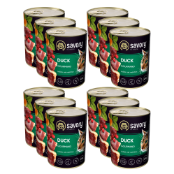 SAVORY KARMA MOKRA PASZTET Z KACZKĄ DLA WYBREDNYCH KOTÓW 12x400 G