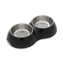 MISKA COMFY MELAMINA CZARNA PODWÓJNA S 26,5X15X5,5CM