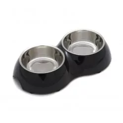 MISKA COMFY MELAMINA CZARNA PODWÓJNA S 26,5X15X5,5CM