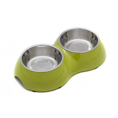 MISKA PET INN MELAMINA BOWL ZIELONA PODWÓJNA S 26,5X15X5,5CM
